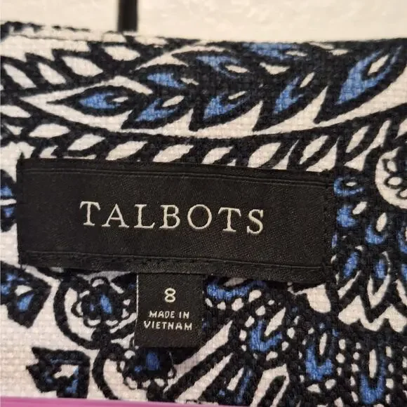 Talbots Elegant Blue Paisley Blazer EUC Womens Size 8 - Picture 6 of 7